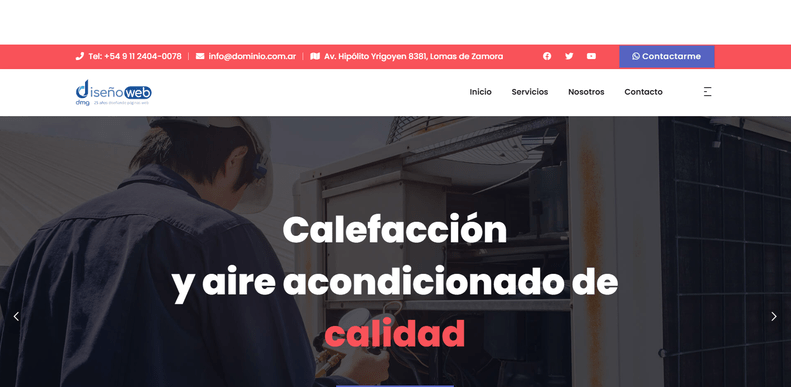 Modelo de landing page 03 para servicio de aire acondicionado